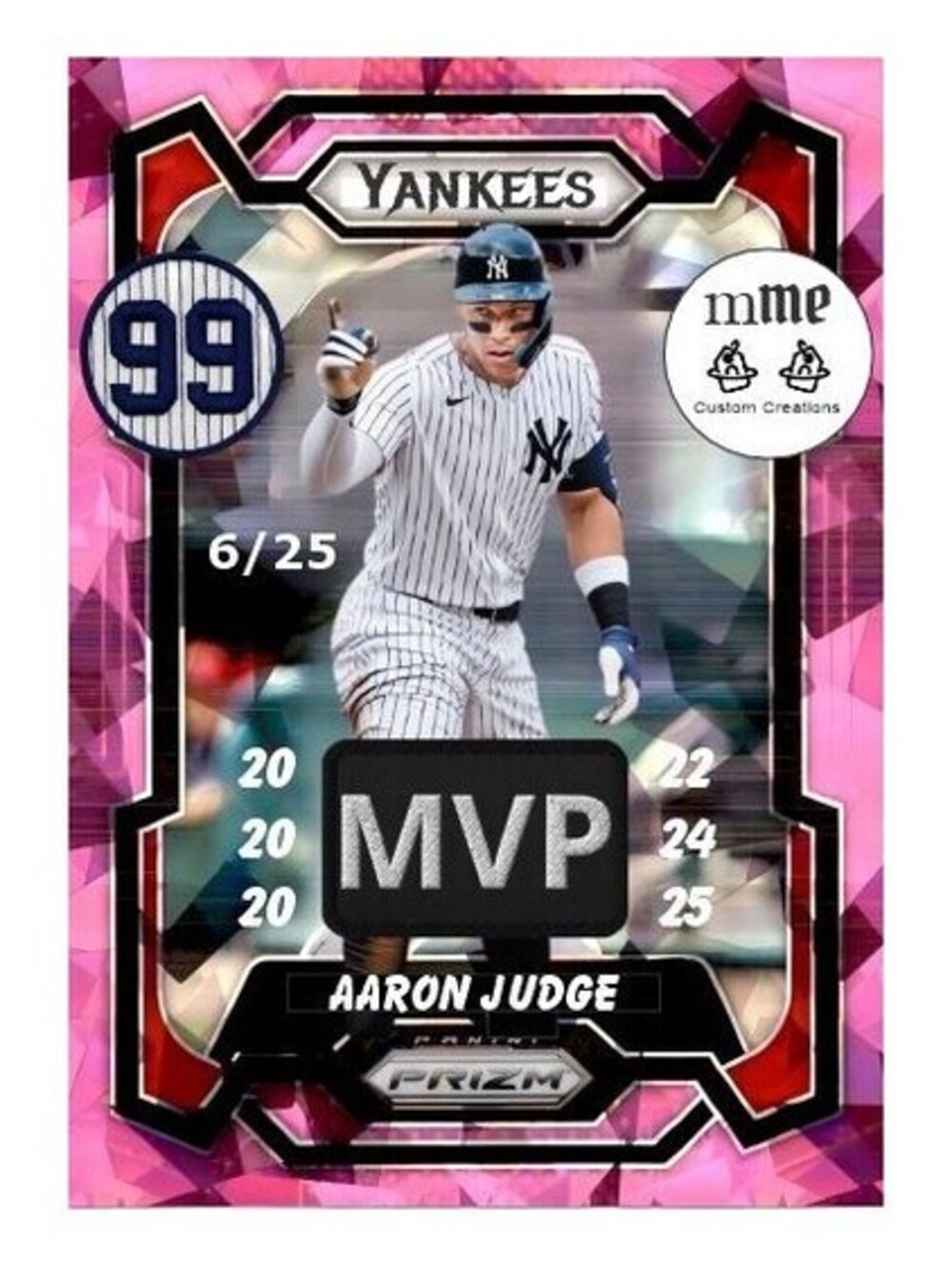 4606 Aaron Judge 6/25 Custom Designed Pink Ice 8x10 Glossy Print Lim Ed to 25